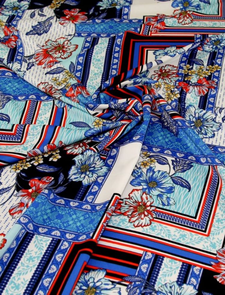 Deadstock Stretch Woven Polyester Crepe Fabric Sapphire