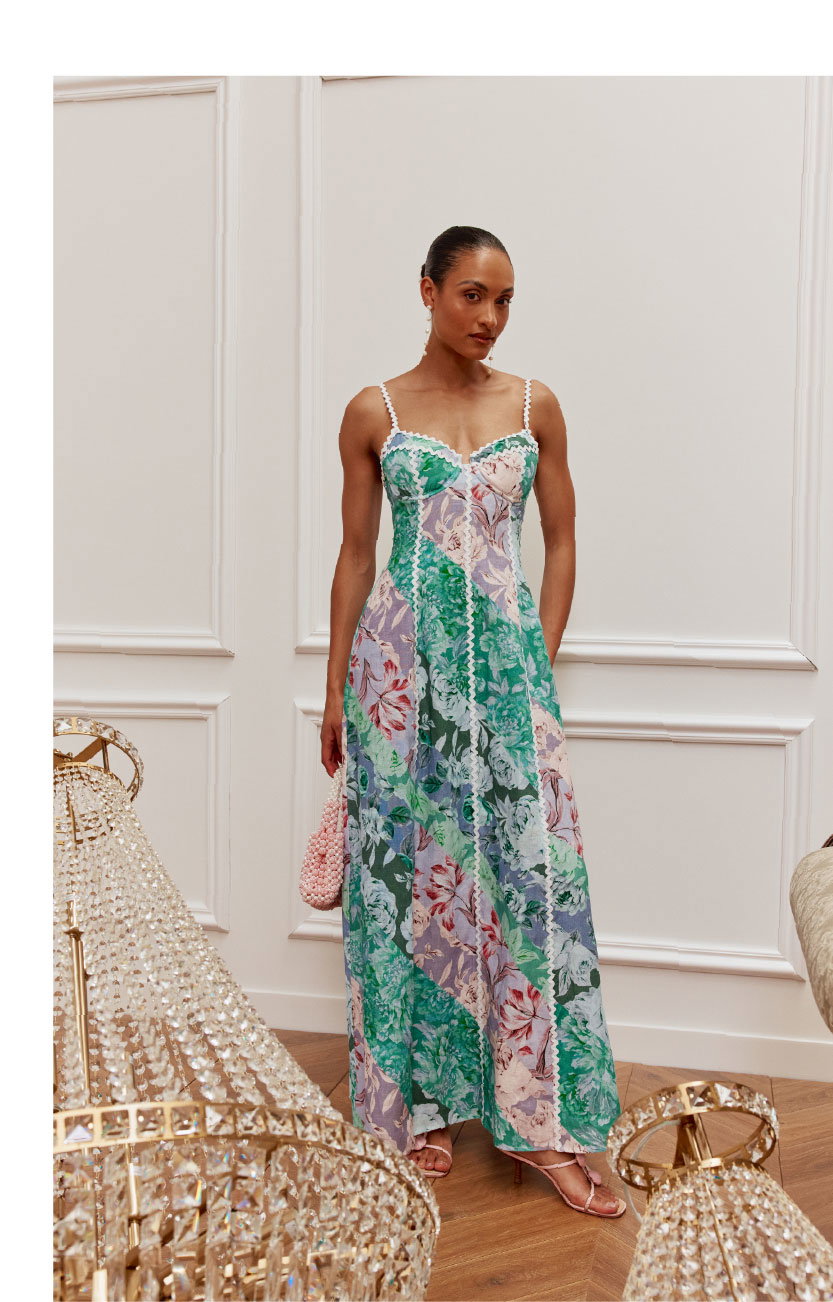 The Lune Dress in the Jardin Raye Print.