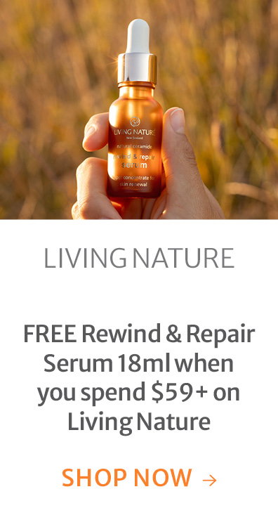 FREE Rewind & Repair Serum 18ml when you spend $59+ on Living Nature