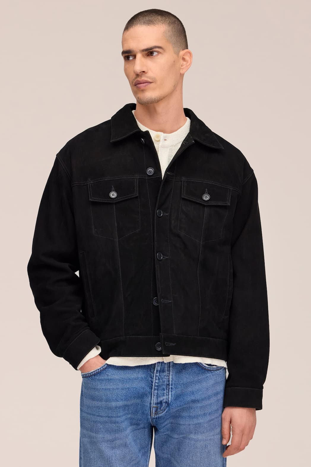 'Roy' Suede Trucker Jacket