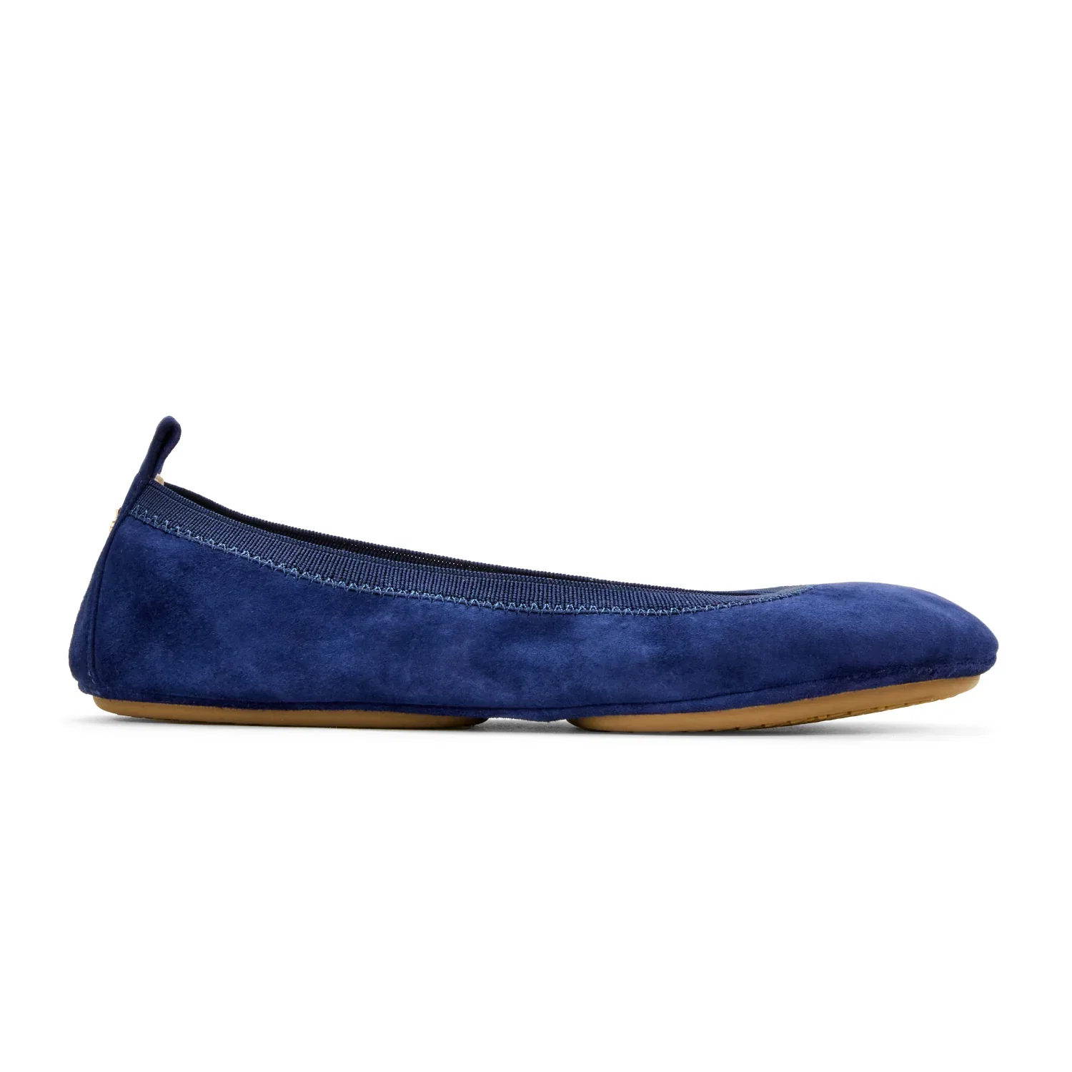 Image of Samara Foldable Ballet Flat in Navy Suede