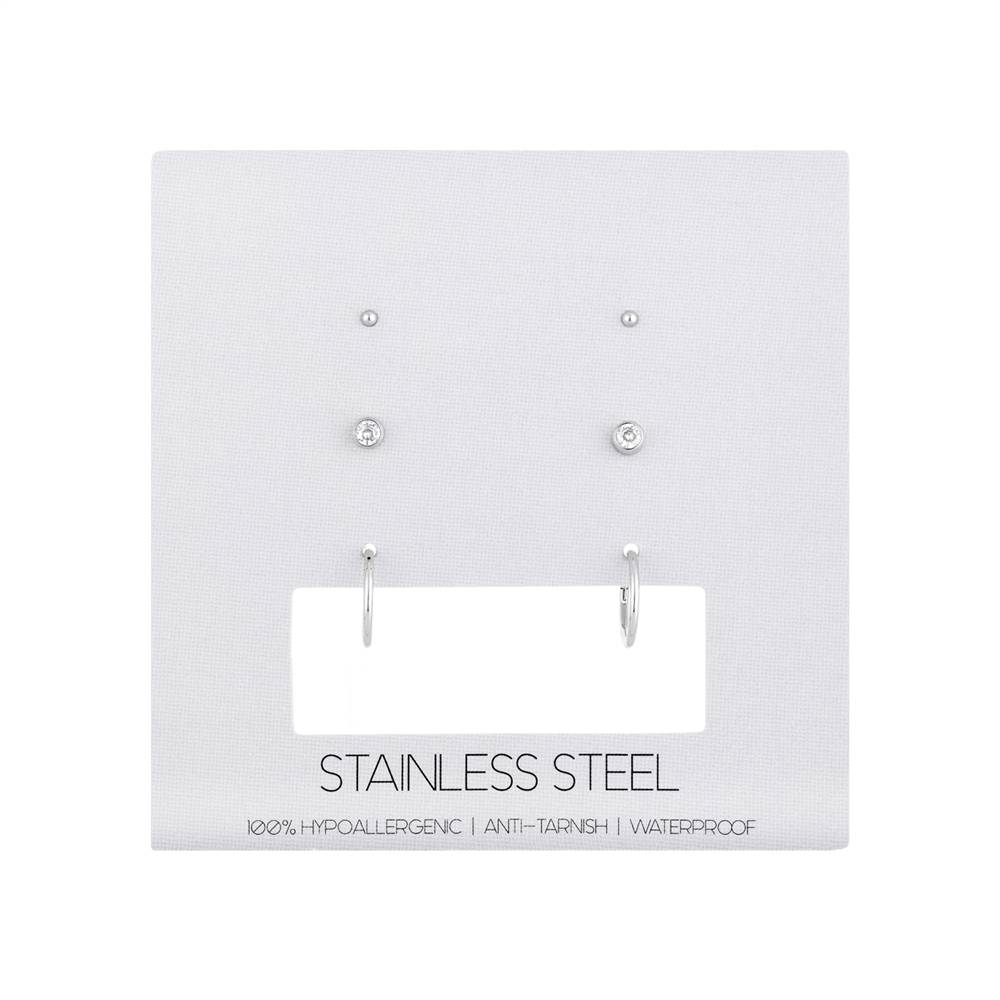Over & Over Silver Unisex 3-Pack Earrings