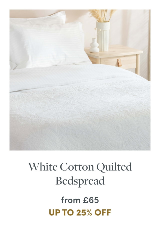 White Cotton Quilted Bedspread