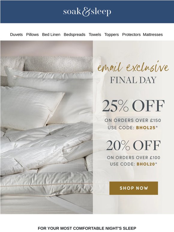 Final Chance To Save Up to 25% Off