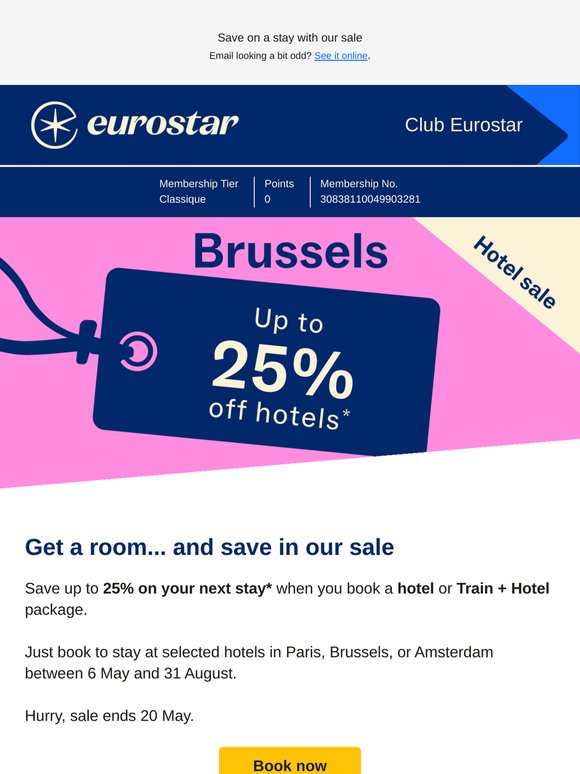 Up to 25% off hotel rooms