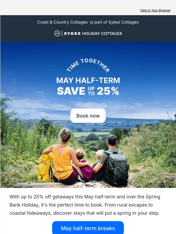 Save up to 25% this May half-term