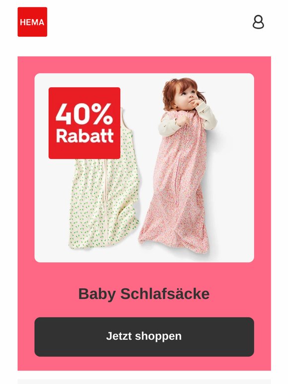 40% Rabatt auf Babschlafsäcke | 2+1 Gratis auf Kinderunterwäsche und Socken