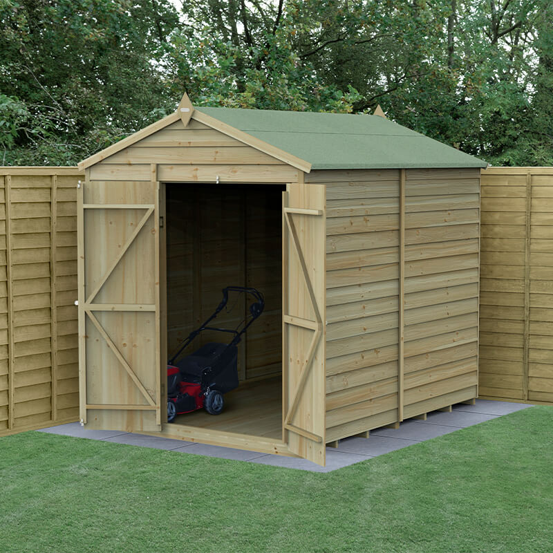 Image of 8' x 6' Forest 4Life Overlap Windowless Double Door Apex Wooden Shed