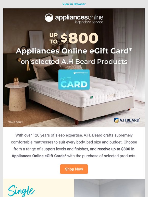 Upgrade your mattress + Up to $800 eGift Card!*