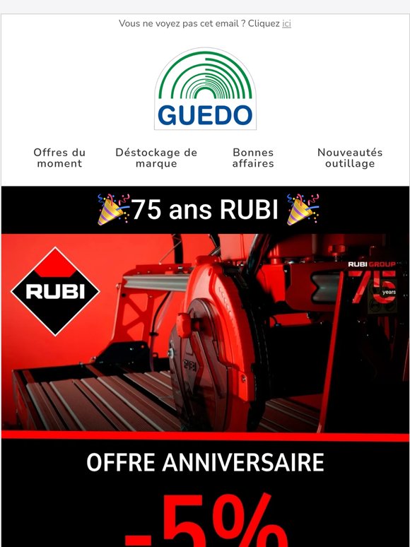 Offre anniversaire Rubi : 5% de remise sur toute la marque !