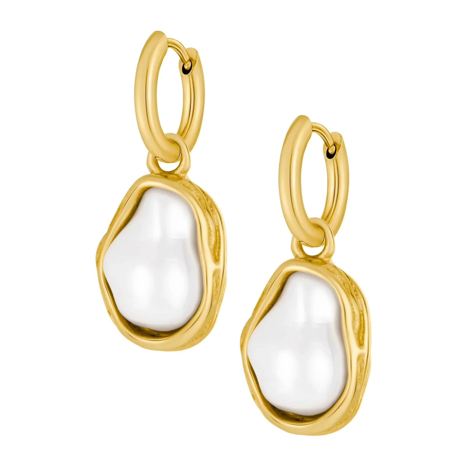 Image of Laurel Pearl Hoop Earrings