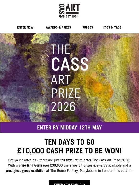 One week to go! Enter The Cass Art Prize 2026 by midday Tues 12th May