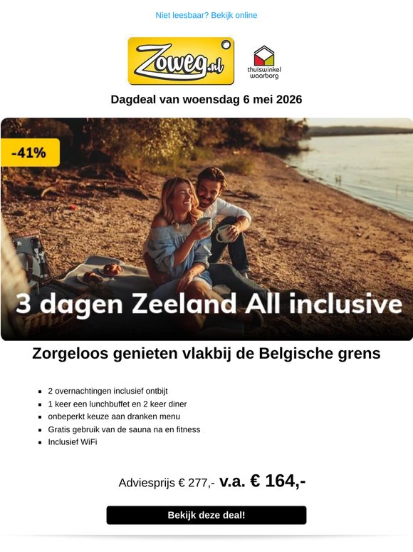 3 dagen Zeeland All inclusive € 164,00