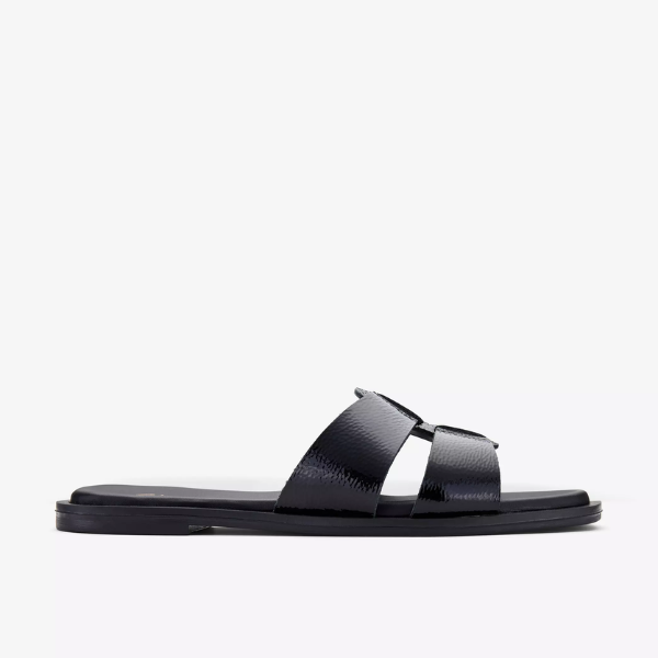Clarks Trala Slide Black Patent