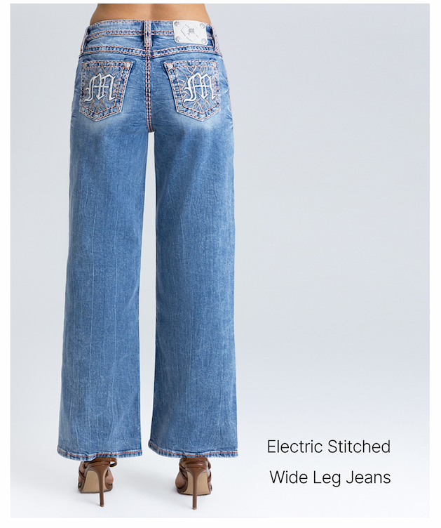 Electric Stitched | Wide Leg Jeans