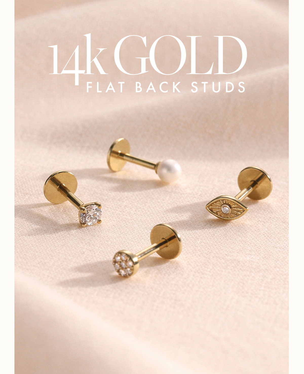 14K Gold Flatback Studs