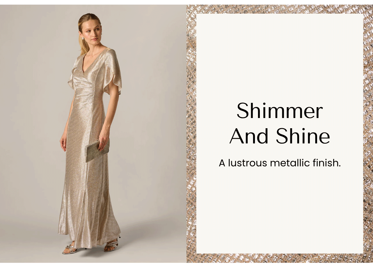 Metallic Flutter Knit Gown In Alabaster