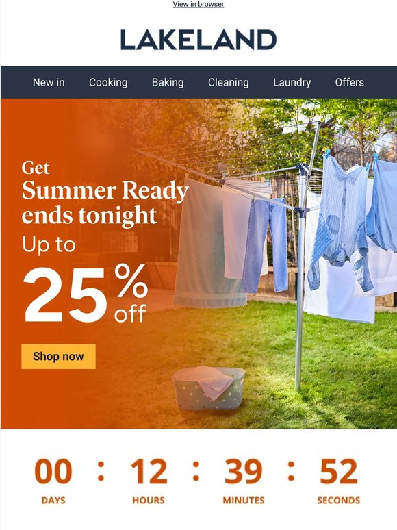25% off summer essentials ends tonight