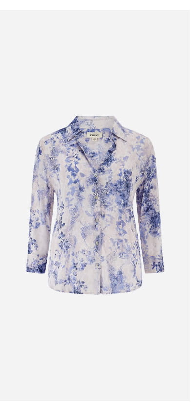 Camille Blouse In Blue Ivory Lace Paisley