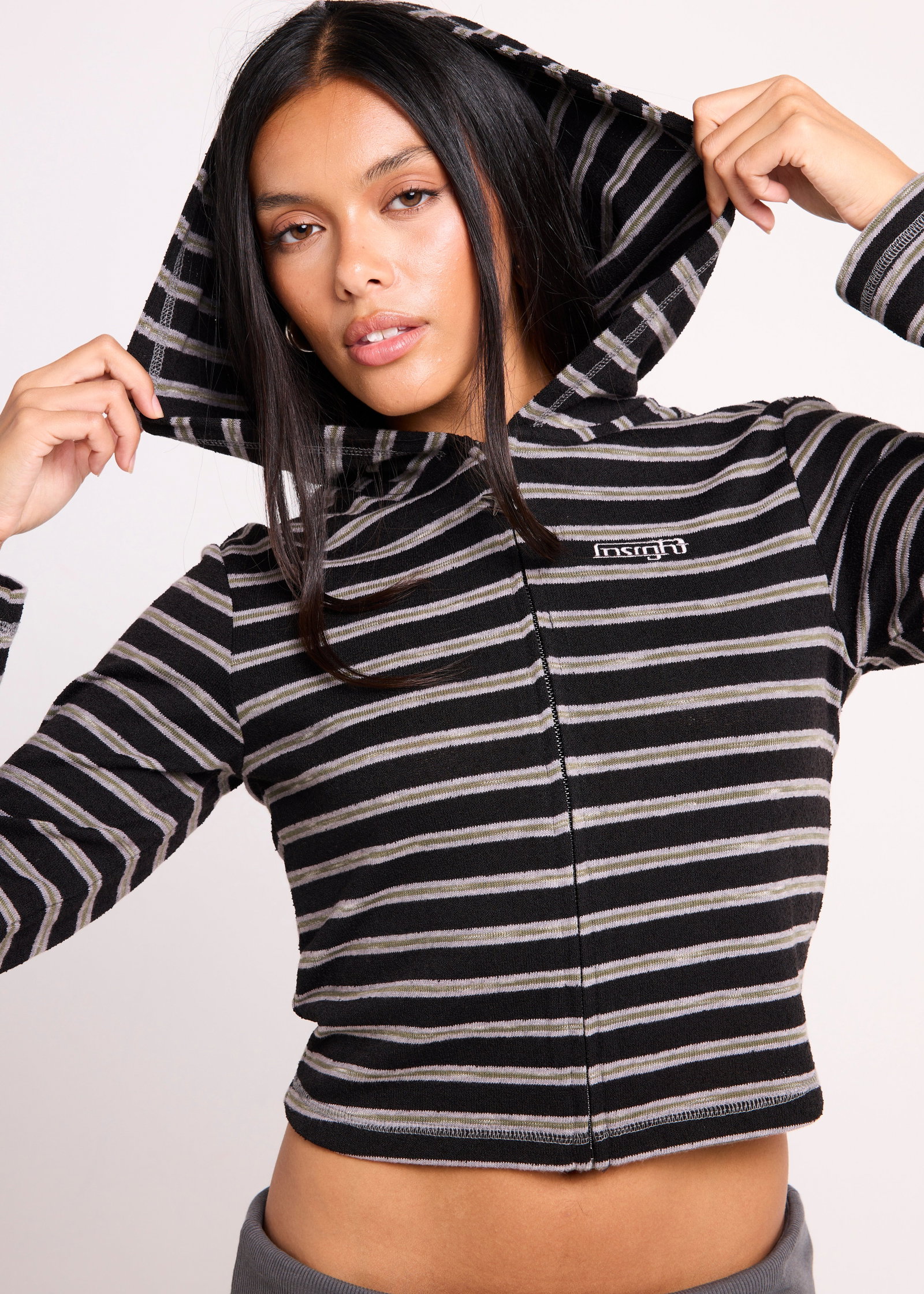 Image of Farrah Stripe Zip Hoody