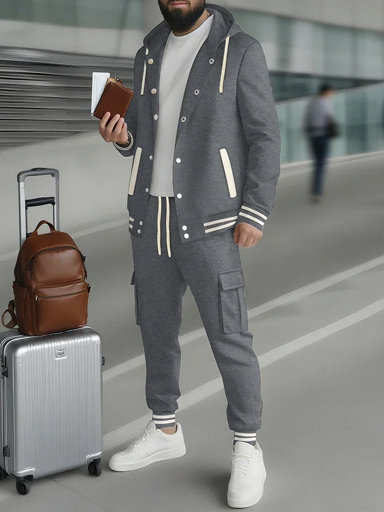 Image of Sporty Hooded Jacket Pants Set