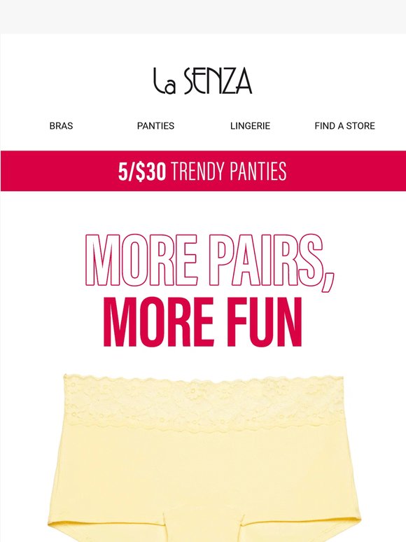 Cheeky, comfy, and 5 for $30