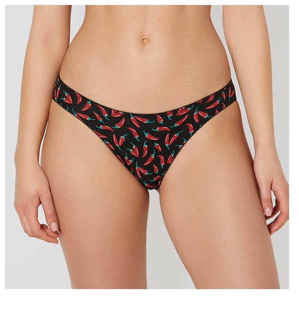 Mini Cheeky Cotton Panty and Picot Trim in Hot Chili Peppers