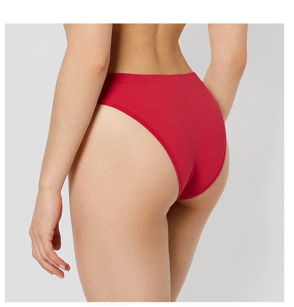 Bikini Wide Waist Cotton Panty in Passion Red