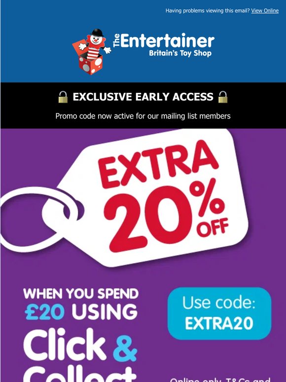 EXCLUSIVE ACCESS – EXTRA 20% off