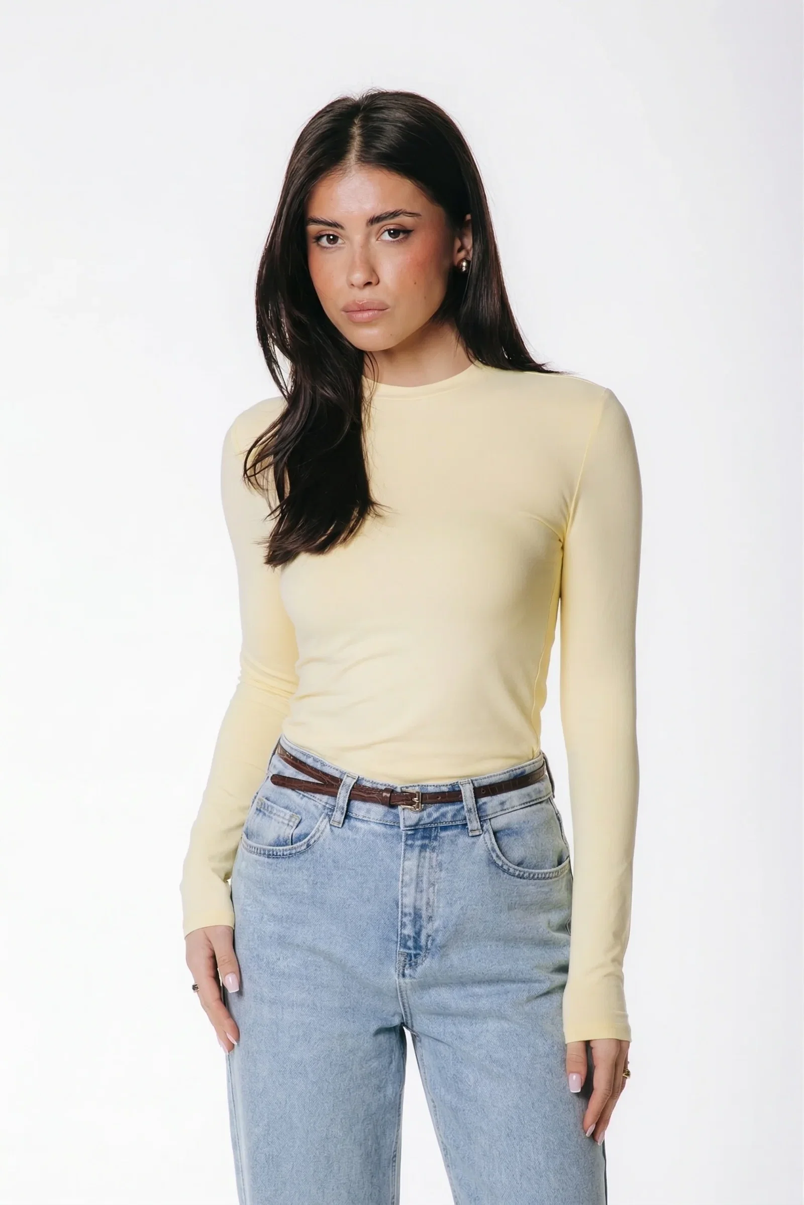 Image of Fitted Longsleeve Top | Soft yellow