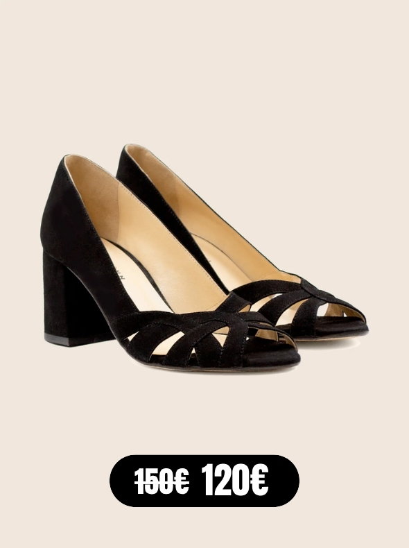 Escarpins découpe cuir daim noir