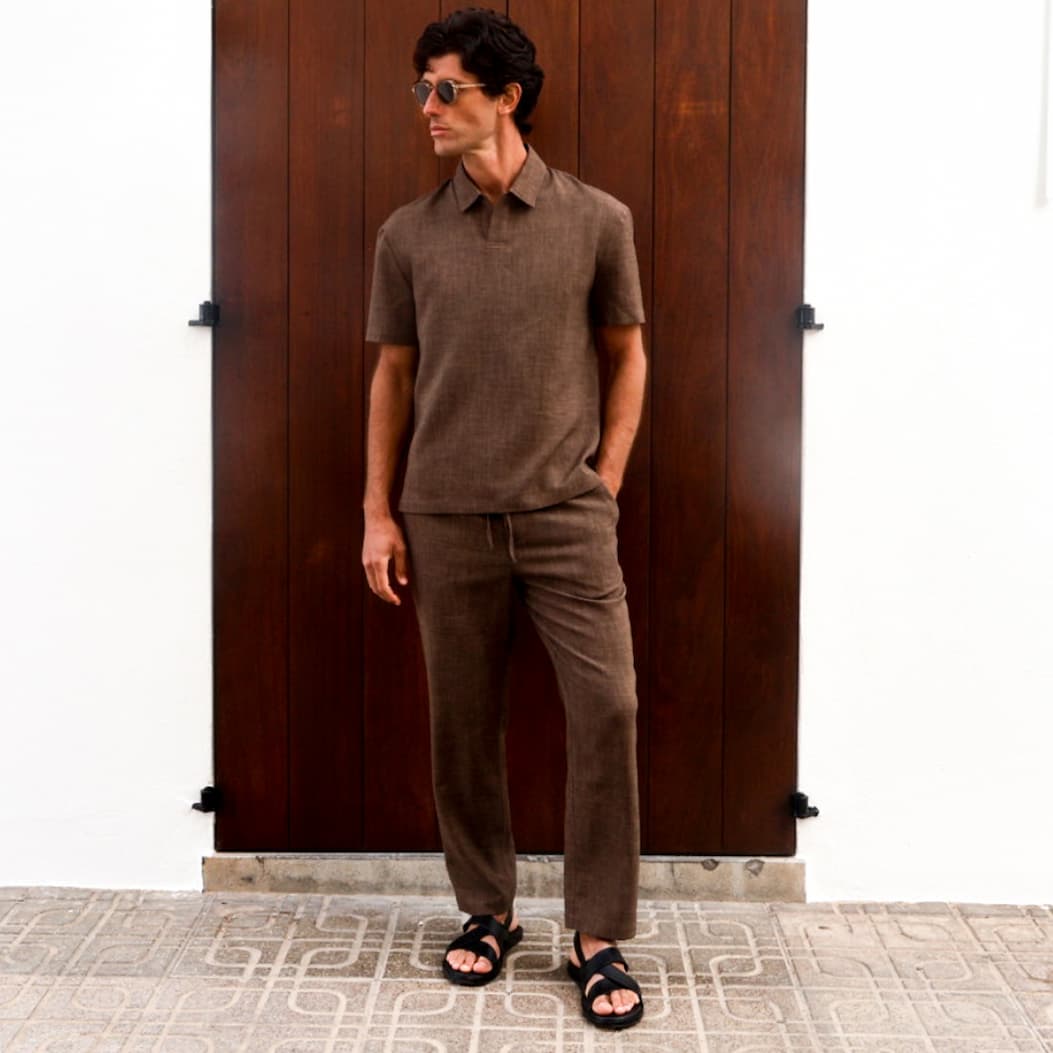 Thorley Textured Polo Top & Drawstring Trousers