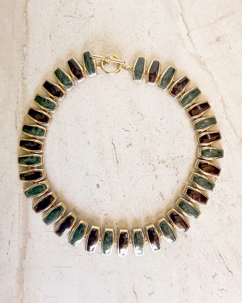 Image of Vintage Jewel-Tone Link Statement Necklace