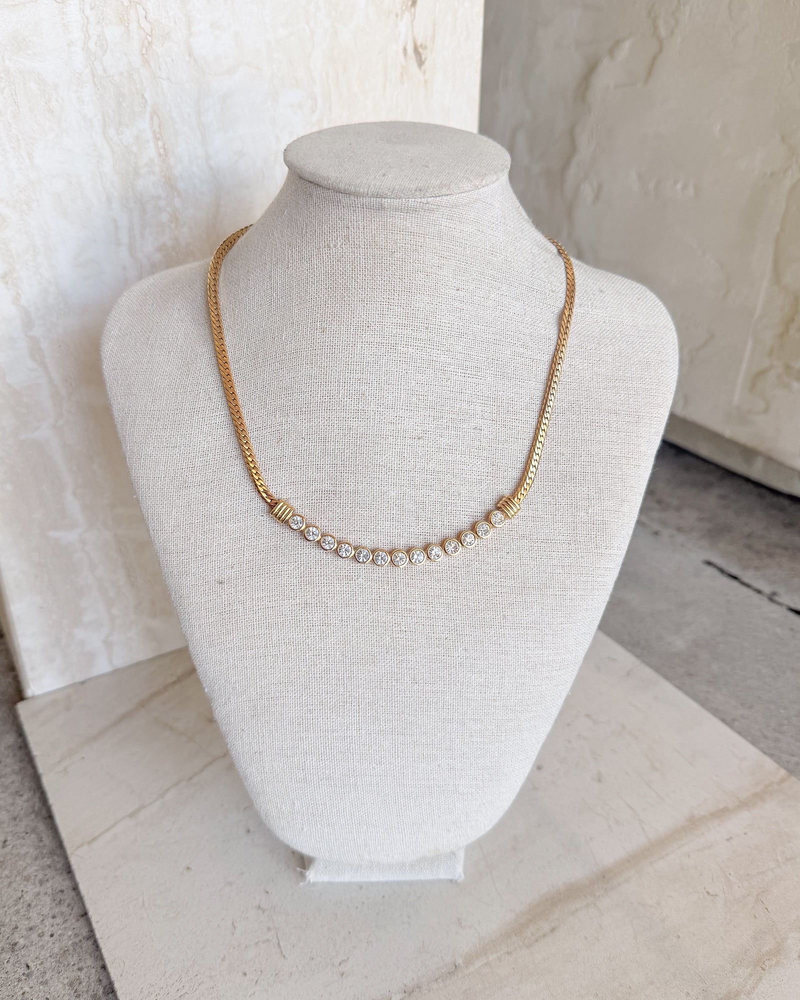 Image of Vintage  Crystal Gold Plated Necklace