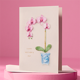 Dimensional flowers on card cover.