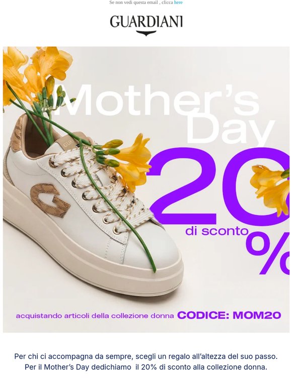 20% off | Dedicato a chi rende ogni passo speciale.