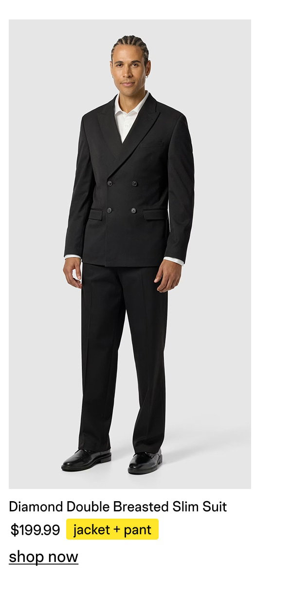 Diamond Double Breasted Slim Stretch Full Suit