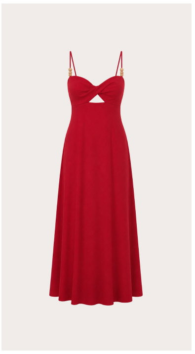 Deep Red Twist Front Maxi Dress