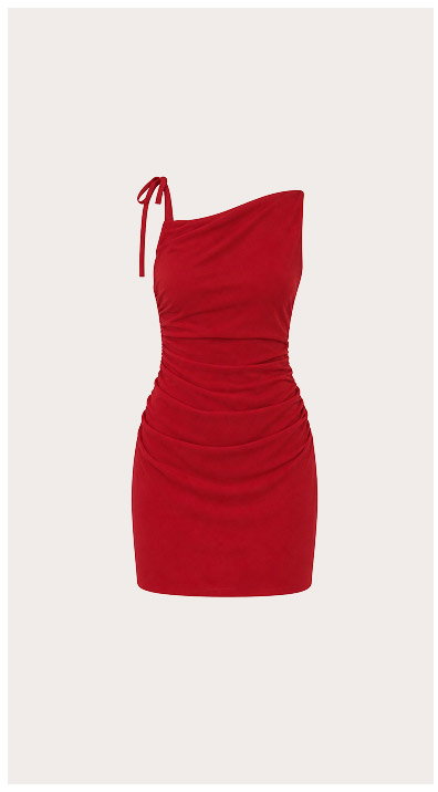 Deep Red Tie Shoulder Mini Dress