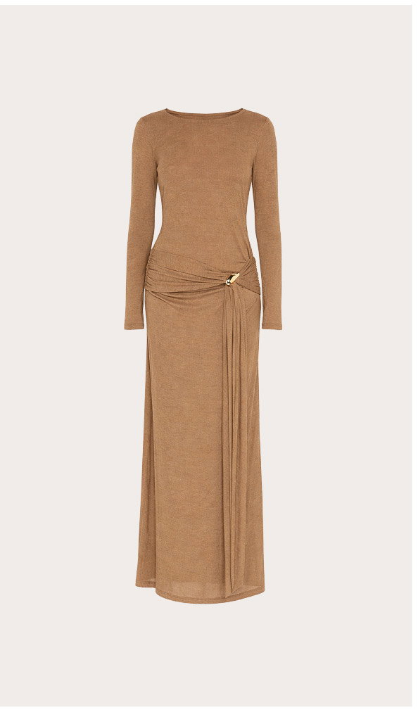 Long Sleeve Mesh Midi Dress with Tie Waist Detail