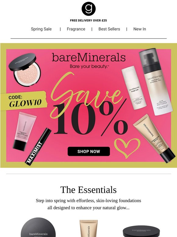 Spring Glow + extra 10% Off bareMinerals Today! 🌸