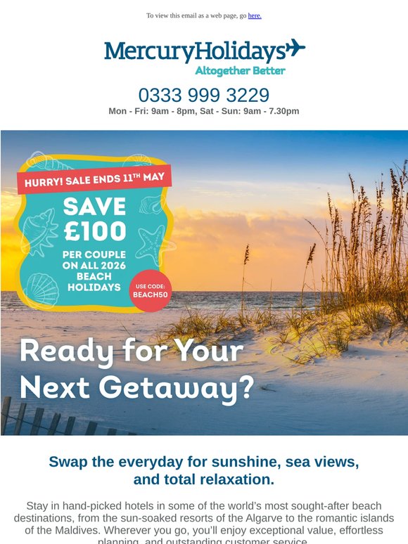 Hurry! £100 Off Your 2026 Beach Escape Ends Soon ☀️🏖️🏝️