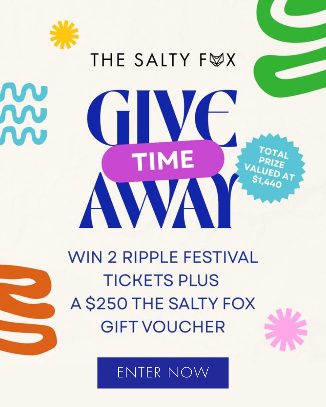 Giveaway Time! Win 2x Tickets to Ripple & a $250 The Salty Fox Voucher {ENTER NOW}