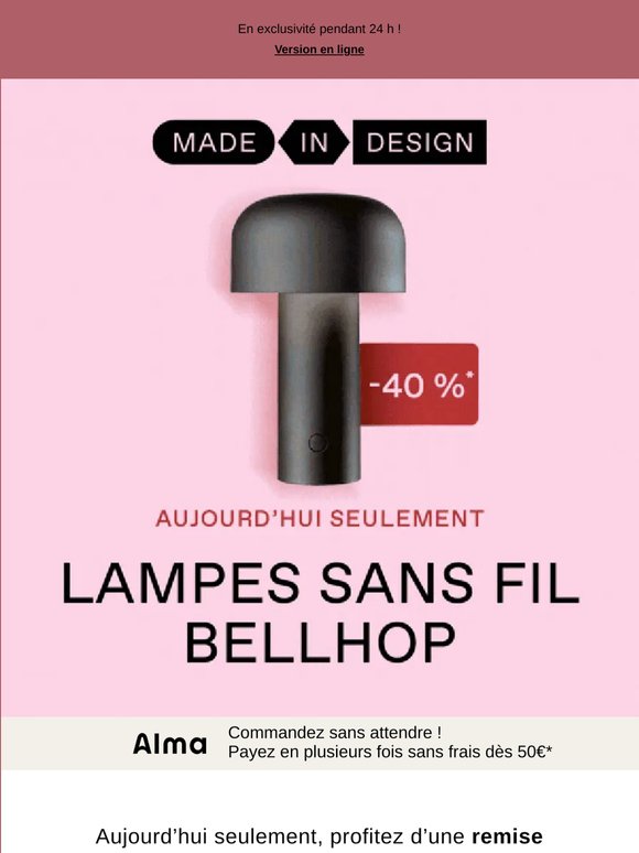 💡Lampes sans fil Bellhop à -40%*