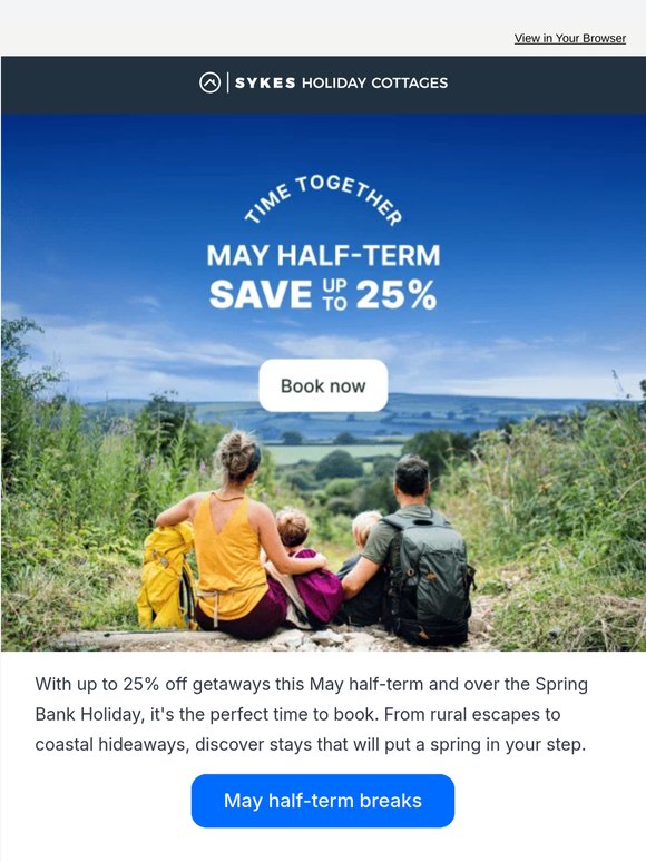 Save up to 25% this May half-term