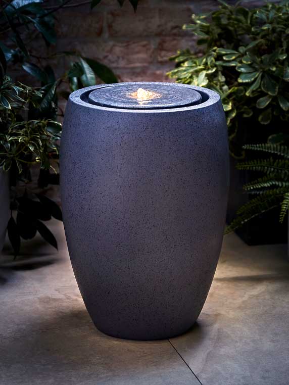 IP44 Tall Grey Urn Solar Water Feature