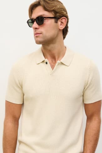 Syd Single Button Collar Knit Polo