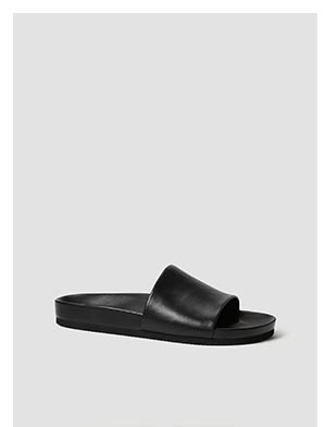 An image of a black leather slide.