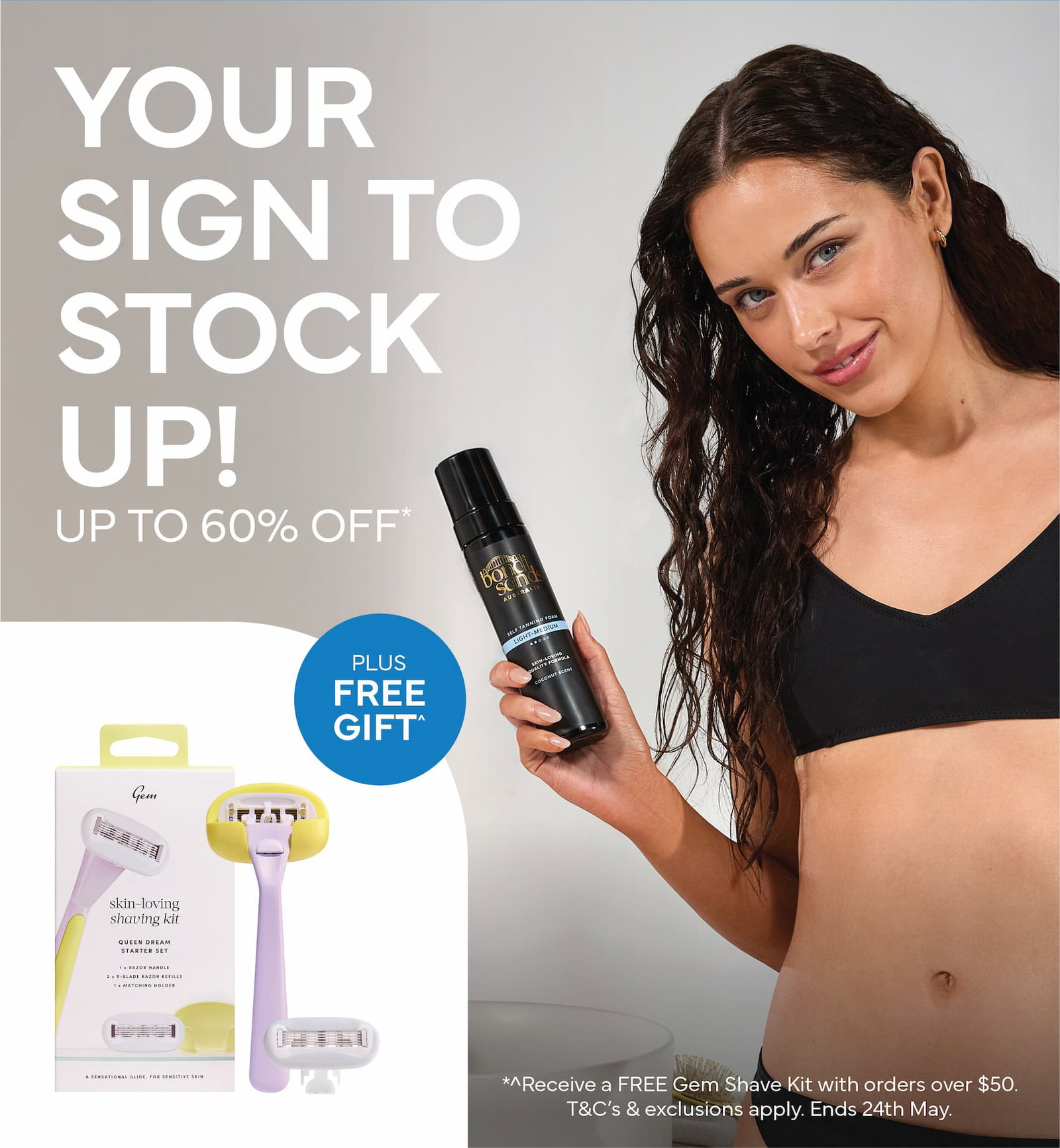 Save up to 60% off and receive a free gift with orders $50+