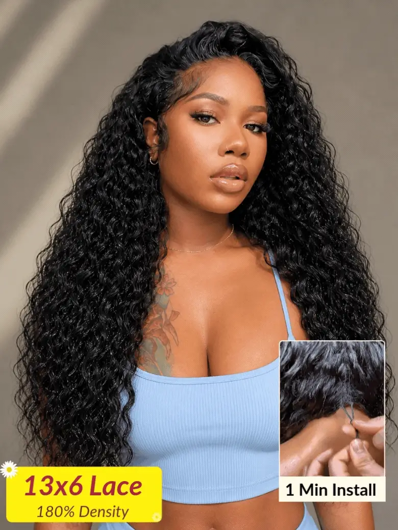[180% Density]Sunber 13x6/ 7x5 HD Wet And Wavy Water Wave Bye Bye Knots Pre-Cut Lace Frontal Wigs With Elastic Drawstring